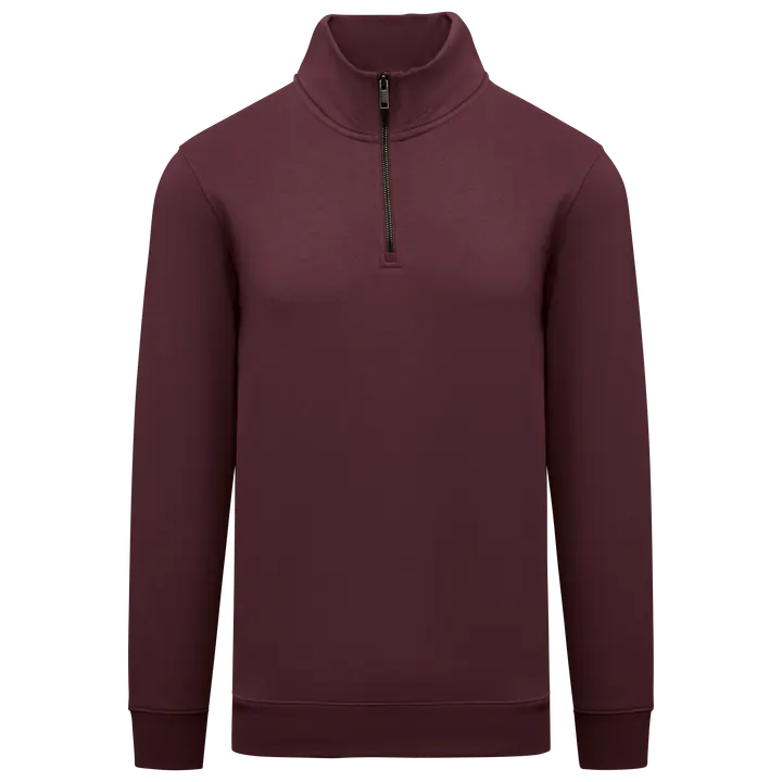 Sweat-shirt écoresponsable à col montant zippé homme Dark Cherry