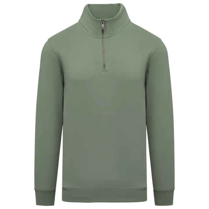 Sweat-shirt écoresponsable à col montant zippé homme Moss Green