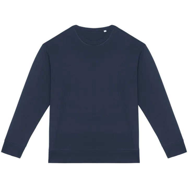 Sweat-shirt écoresponsable à col rond à épaules tombantes French Terry unisexe Navy Blue