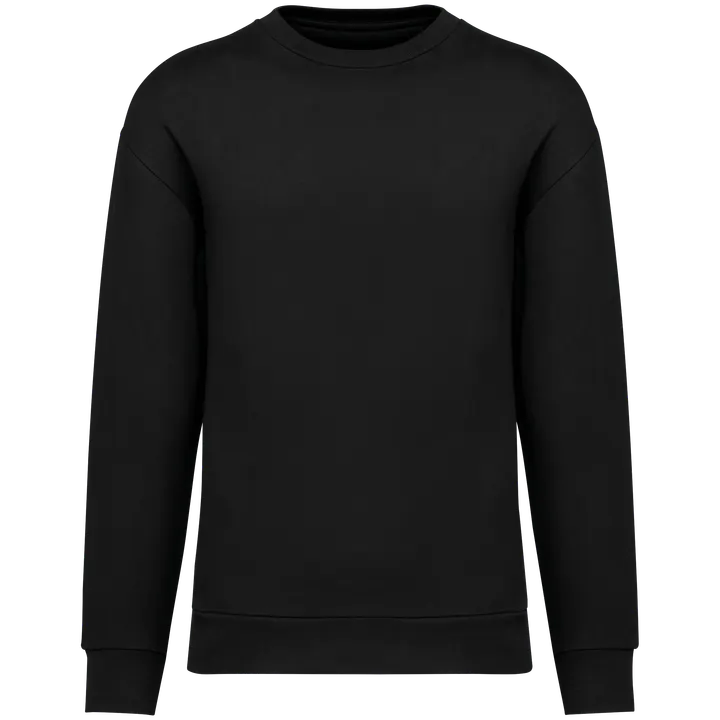 Sweat-shirt écoresponsable à col rond à épaules tombantes molleton gratté unisexe Black