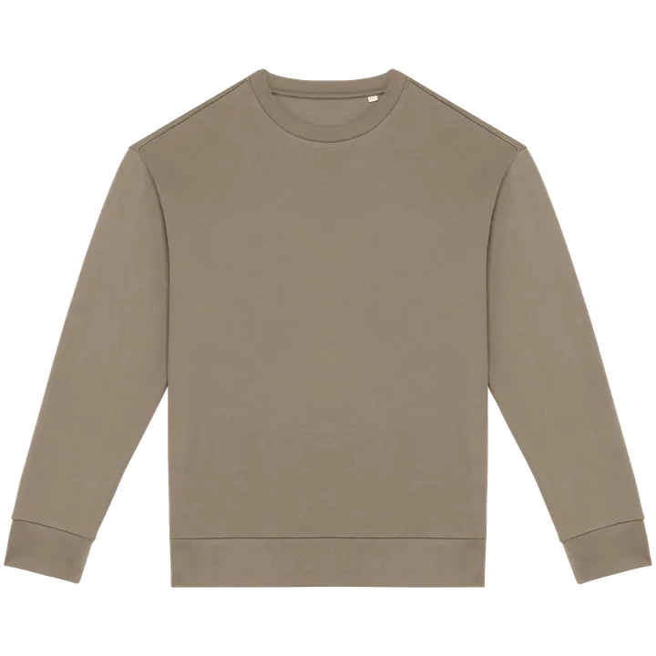 Sweat-shirt écoresponsable à col rond à épaules tombantes molleton gratté unisexe Wet Sand