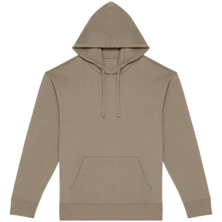 Sweat-shirt écoresponsable à capuche à épaules tombantes molleton gratté unisexe Wet Sand