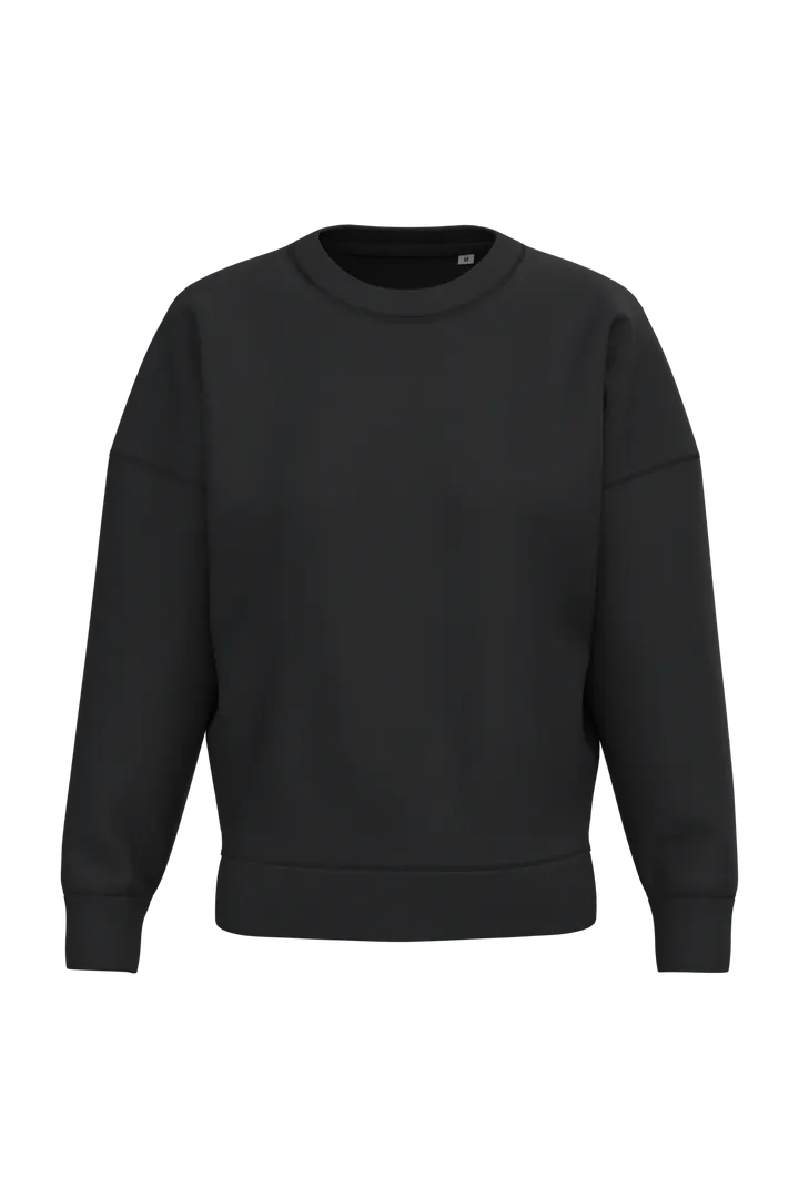 Sweat-shirt écoresponsable à col rond à épaules tombantes femme Black