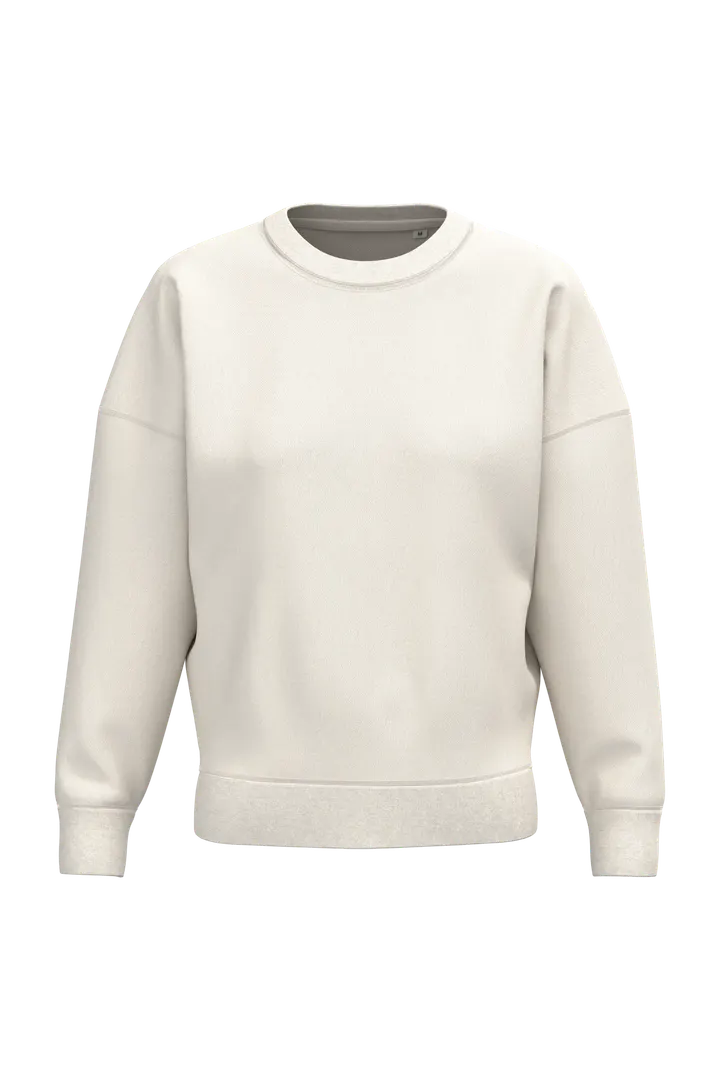 Sweat-shirt écoresponsable à col rond à épaules tombantes femme Ivory