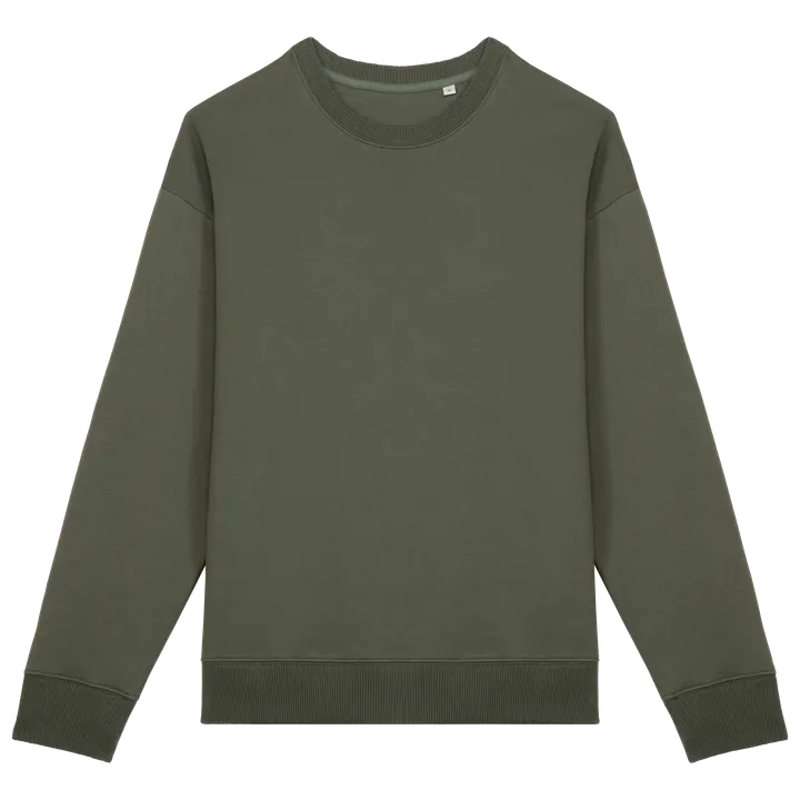 Umweltfreundliches Oversize Unisex-Sweatshirt mit Rundhalsausschnitt Organic Khaki