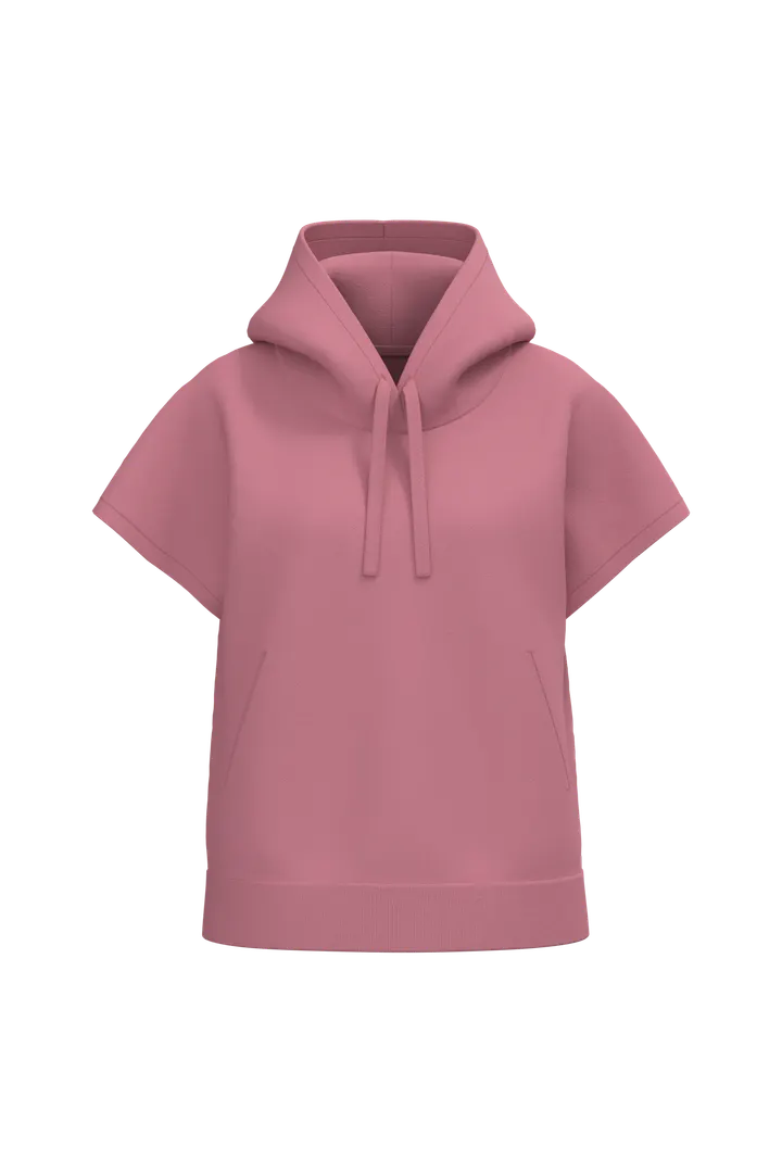 Sweat-shirt écoresponsable à capuche oversize sans manches French Terry femme Antique Rose