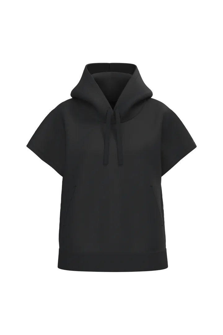 Sweat-shirt écoresponsable à capuche oversize sans manches French Terry femme Black