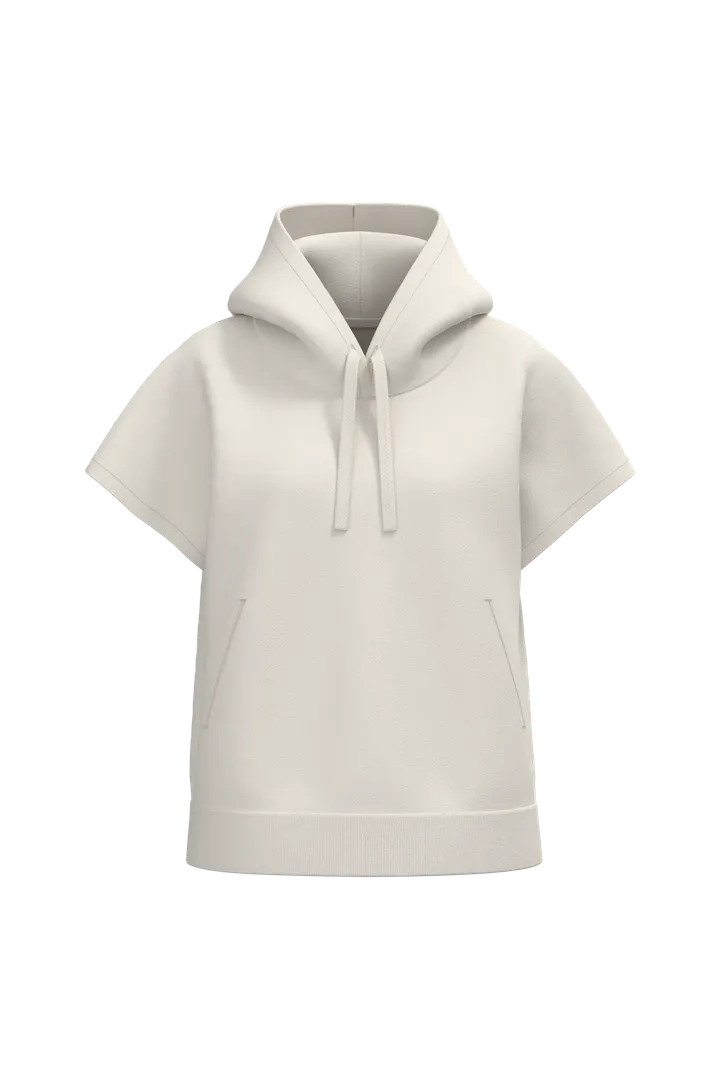 Sweat-shirt écoresponsable à capuche oversize sans manches French Terry femme Ivory