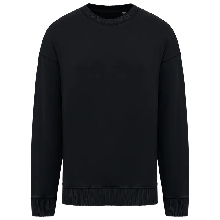 Ausgewaschenes umweltfreundliches Oversize Unisex-Sweatshirt mit Rundhalsausschnitt Washed black
