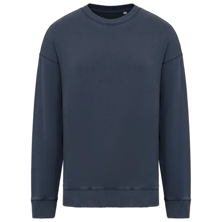 Ausgewaschenes umweltfreundliches Oversize Unisex-Sweatshirt mit Rundhalsausschnitt Washed Navy Blue
