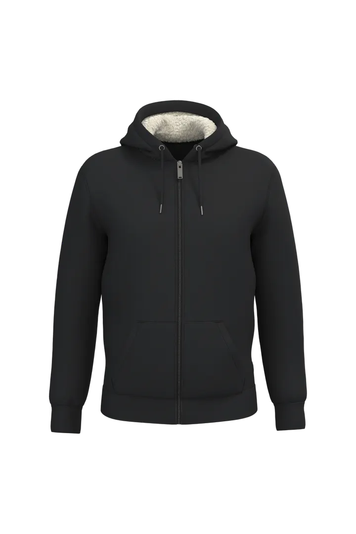 Sweat-shirt écoresponsable zippé doublé en sherpa unisexe Black