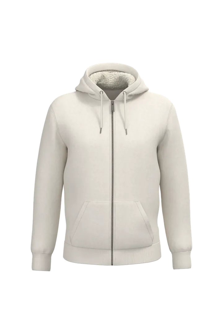 Sweat-shirt écoresponsable zippé doublé en sherpa unisexe Ivory