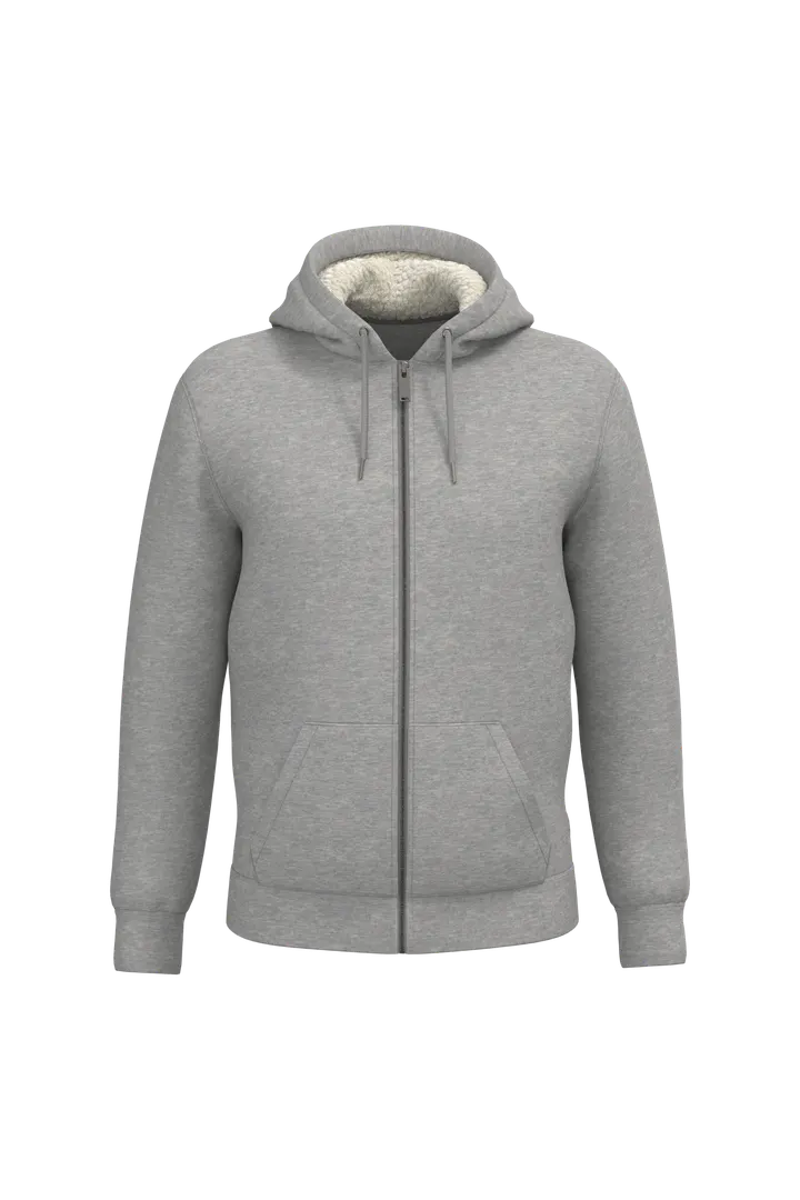 Sweat-shirt écoresponsable zippé doublé en sherpa unisexe Moon Grey Heather