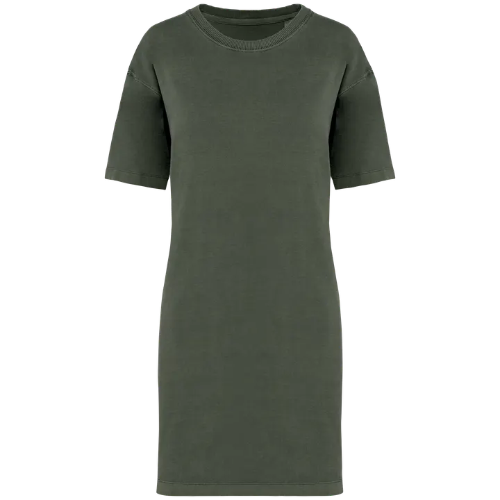 Robe t-shirt écoresponsable délavée femme Washed Organic Khaki
