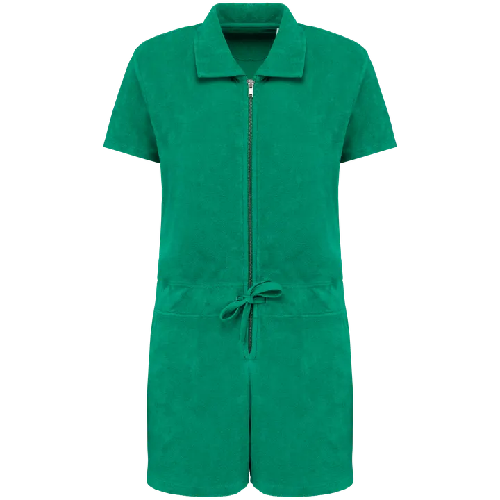 Combinaison short écoresponsable en éponge femme Malachite Green