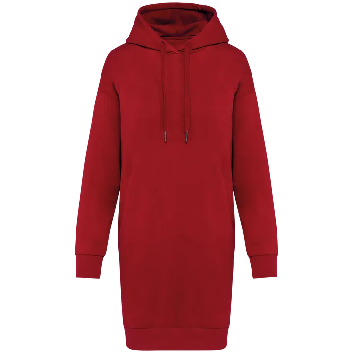 Robe sweat-shirt écoresponsable à capuche femme Hibiscus Red