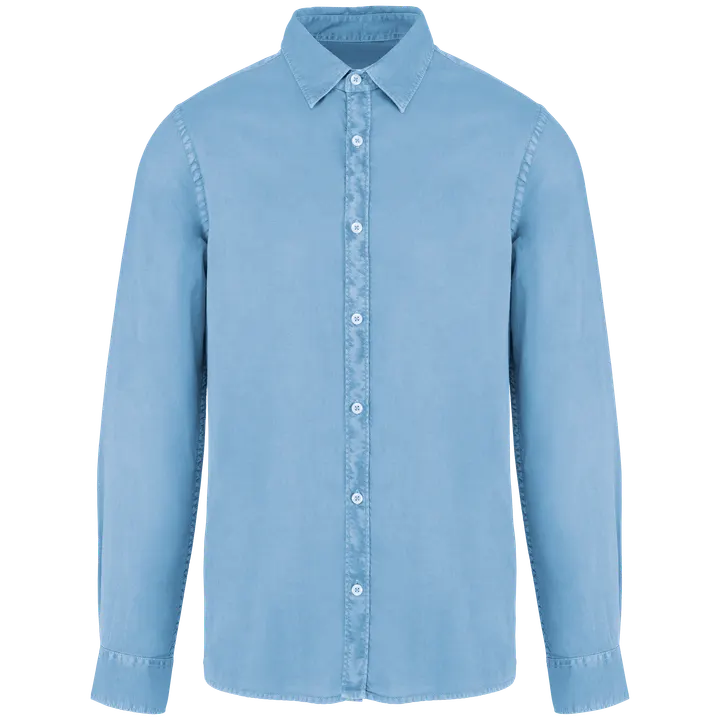Umweltfreundliches ausgewaschenes Herrenhemd Washed Cool Blue