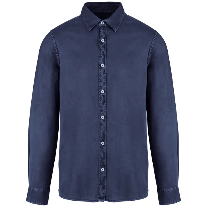 Umweltfreundliches ausgewaschenes Herrenhemd Washed Navy