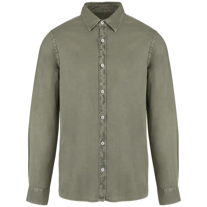 Umweltfreundliches ausgewaschenes Herrenhemd Washed Pale Khaki