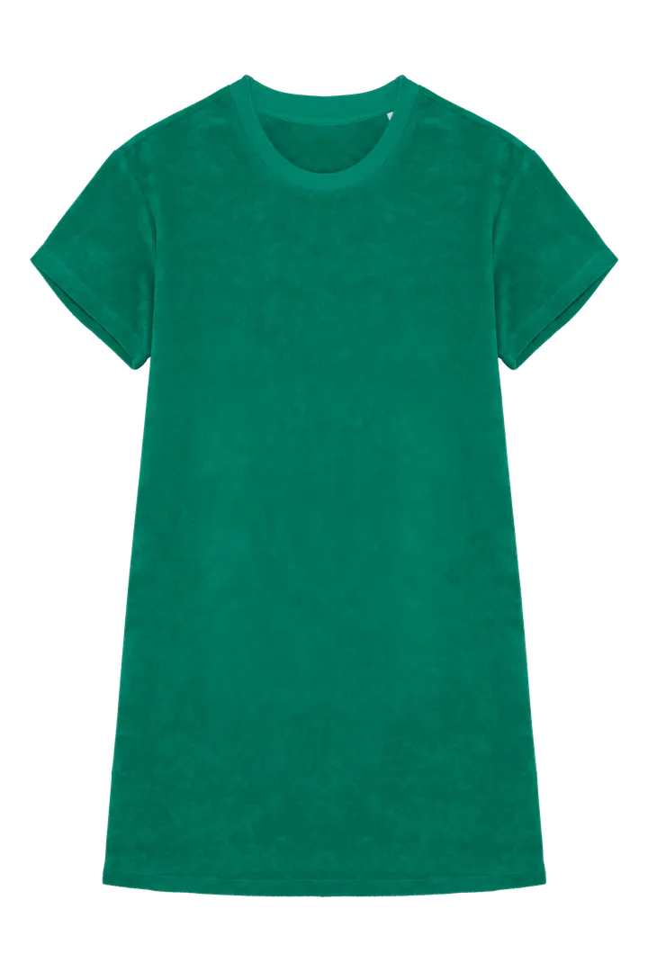 Robe t-shirt écoresponsable en éponge à épaules tombantes femme Malachite Green