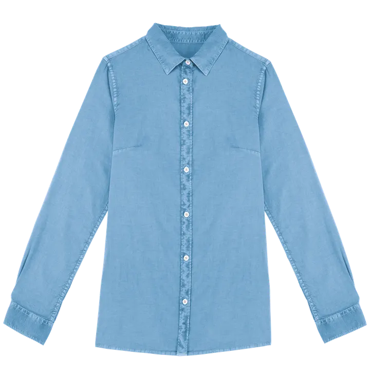 Chemise écoresponsable délavée femme Washed Cool Blue
