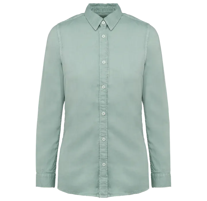 Chemise écoresponsable délavée femme Washed Jade Green