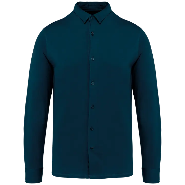 Umweltfreundliches Herrenhemd aus Jersey Peacock Blue