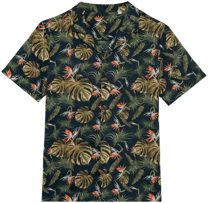 Herrenhemd mit Hawaii Motiven Navy Paradise Bird