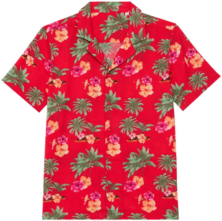 Herrenhemd mit Hawaii Motiven Red Hawaiian