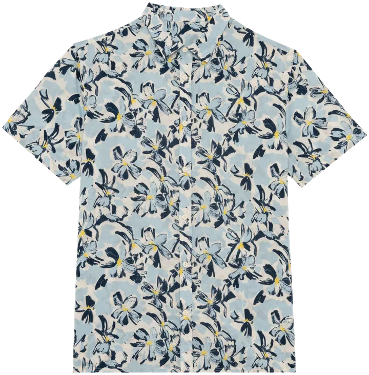Chemise imprimé végétal homme Ivory Floral Blue