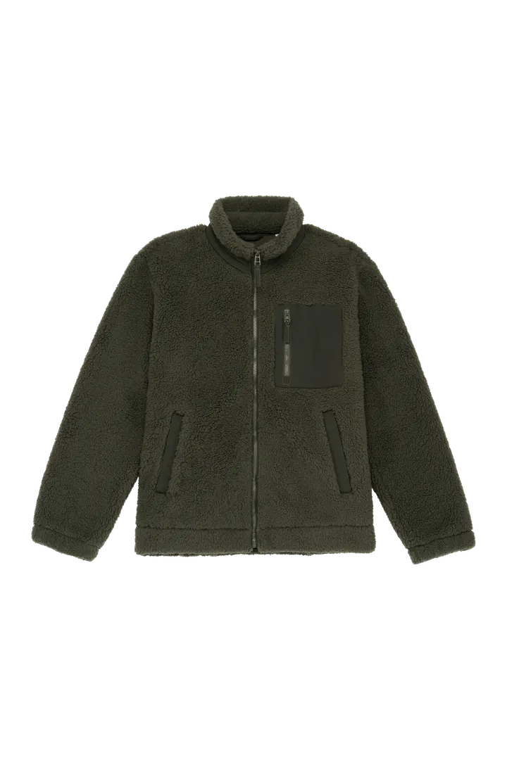 Veste écoresponsable en sherpa unisexe Forest Khaki / Dark Forest Khaki