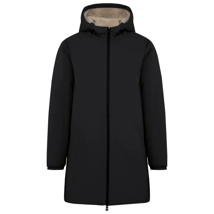 Umweltfreundliche Vollständige wasserdichte und gefütterte Sherpa Unisex-Jacke Black