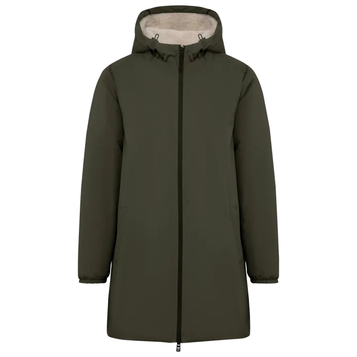 Umweltfreundliche Vollständige wasserdichte und gefütterte Sherpa Unisex-Jacke Organic Khaki