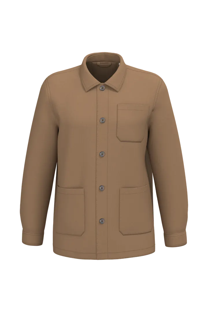 Gewaschene nachhaltige Unisex-Workerjacke Washed Dark Camel