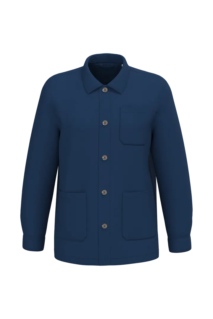 Gewaschene nachhaltige Unisex-Workerjacke Washed Indigo