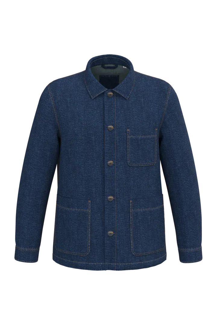 Umweltfreundliche Unisex-Jeansjacke mit überschnittenen Schultern Denim