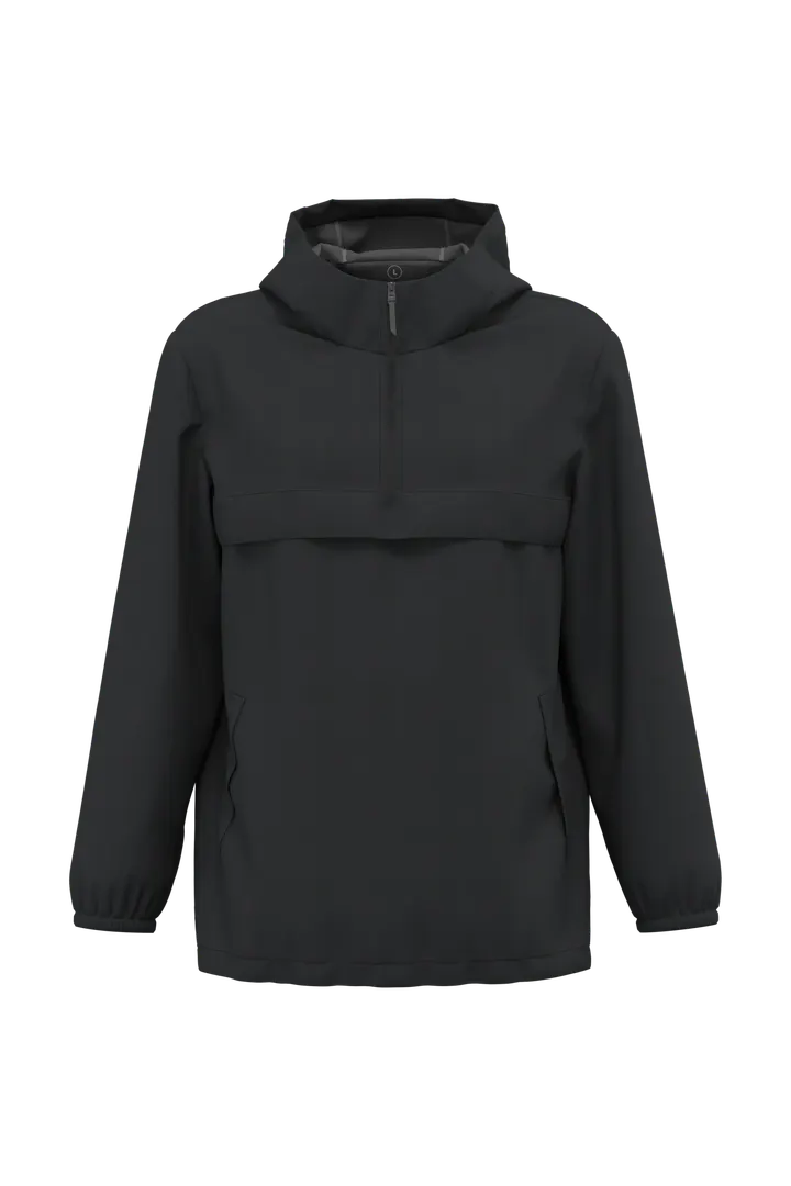 Veste coupe-vent imperméable écoresponsable quart zip unisexe Black