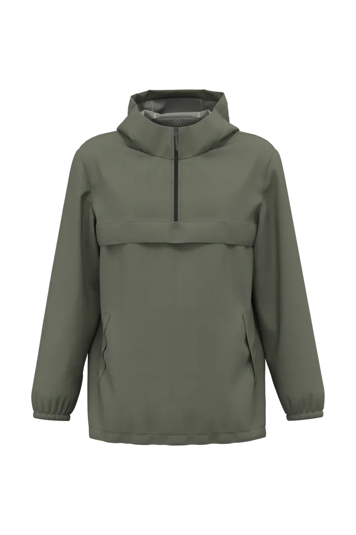 Veste coupe-vent imperméable écoresponsable quart zip unisexe Organic Khaki