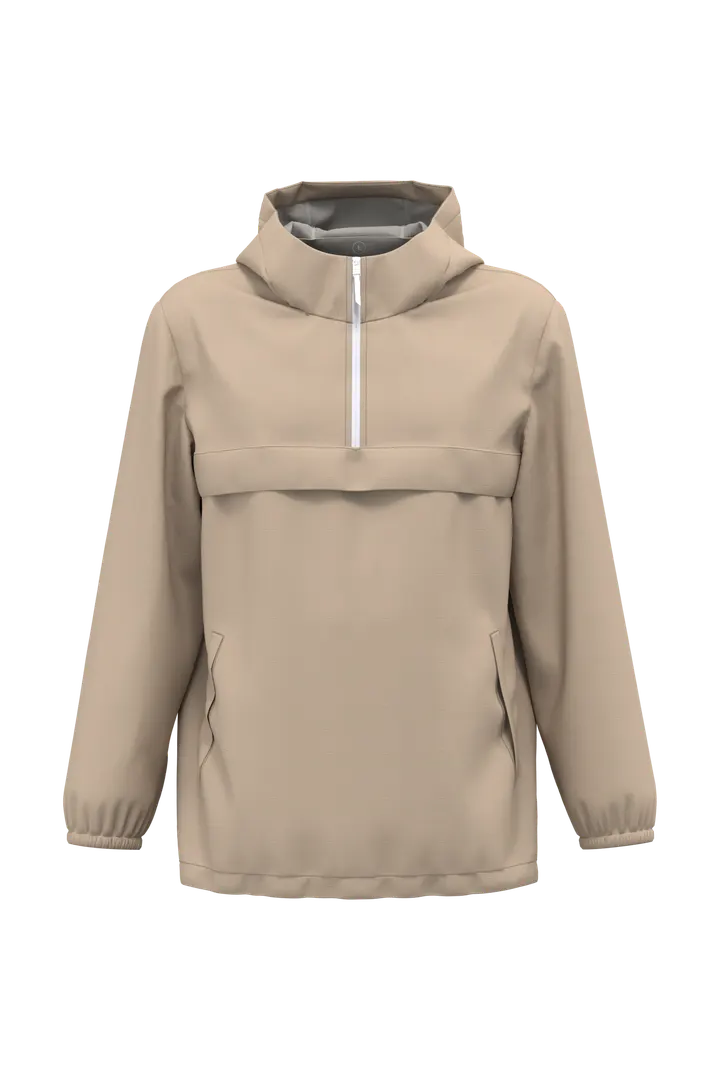 Veste coupe-vent imperméable écoresponsable quart zip unisexe Wet Sand