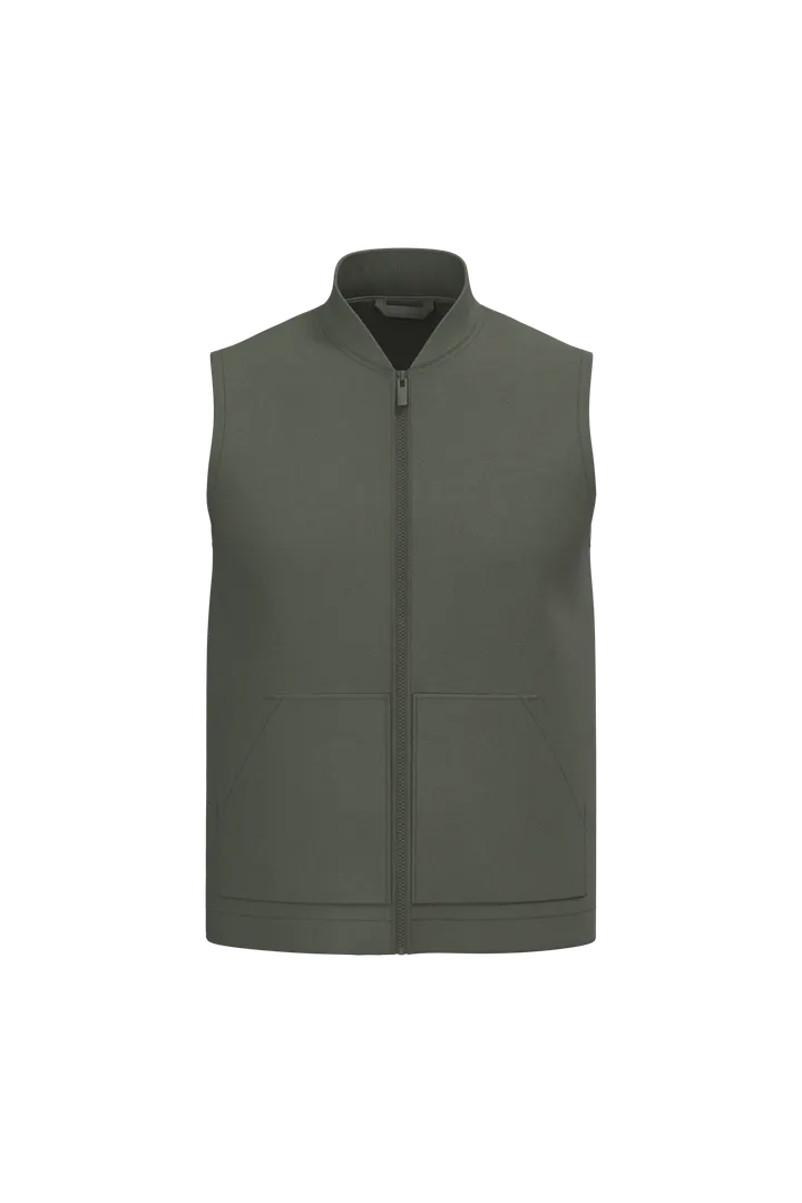 Bodywarmer rembourré en sergé écoresponsable à col teddy unisexe Organic Khaki