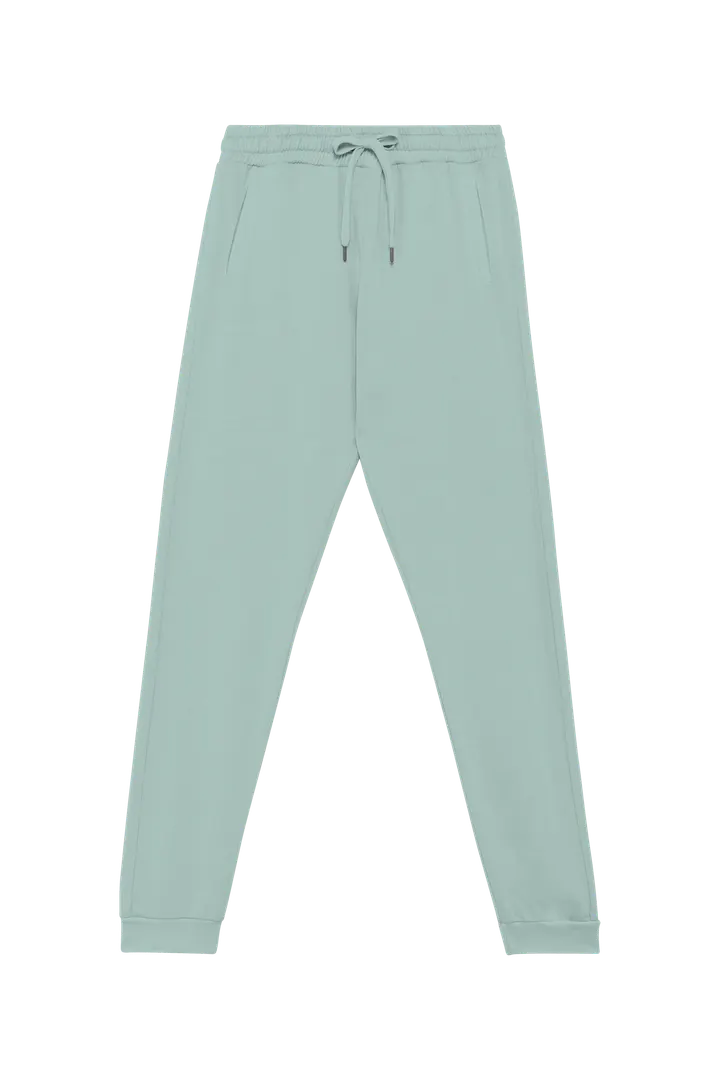 Umweltfreundliche Unisex Jogginghose aus French Terry Washed Jade Green