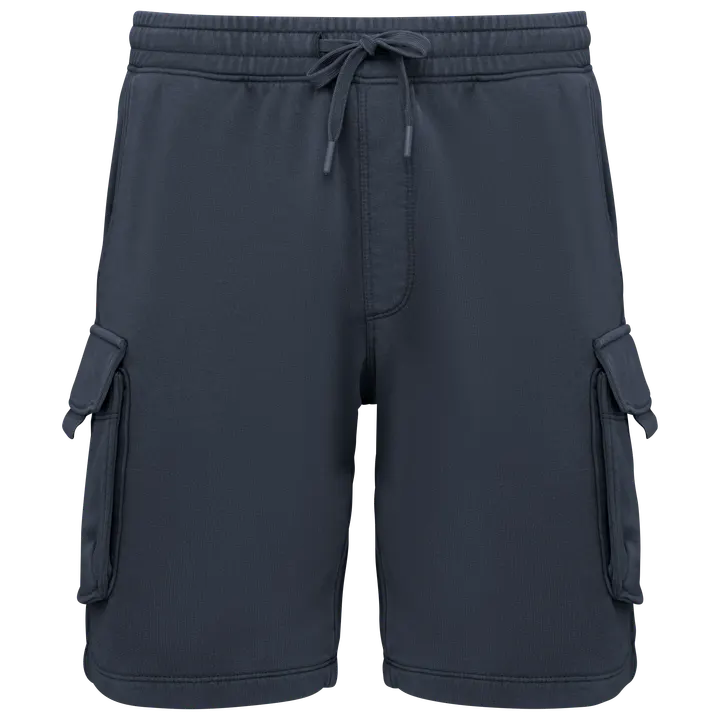 Umweltfreundliche ausgewaschene French Terry Cargo-Shorts für Herren Washed Navy Blue