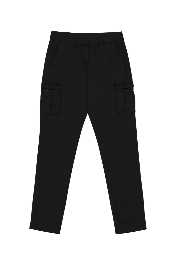 Umweltfreundliche ausgewaschene Cargohose für Damen Washed black