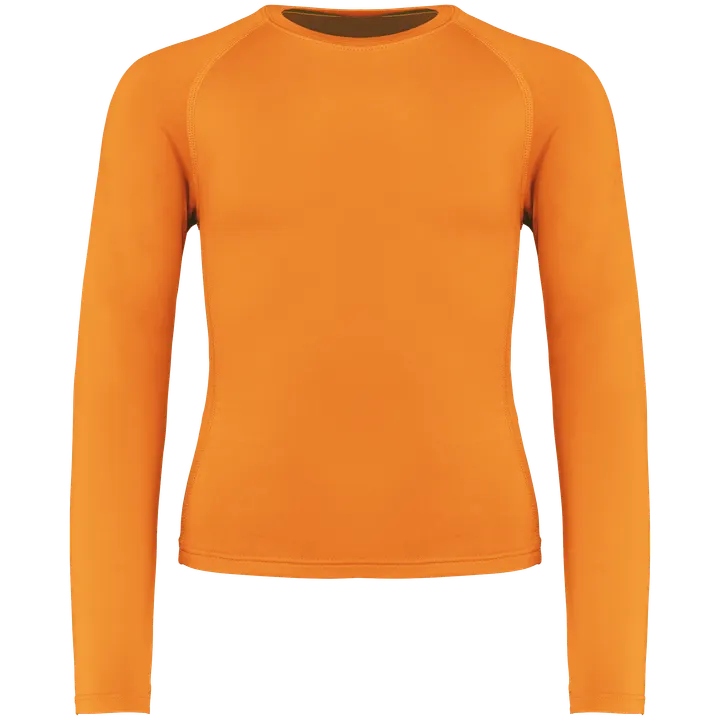 Kinder Langarm Doppelhaut T-Shirt. Schnelltrocknend Orange