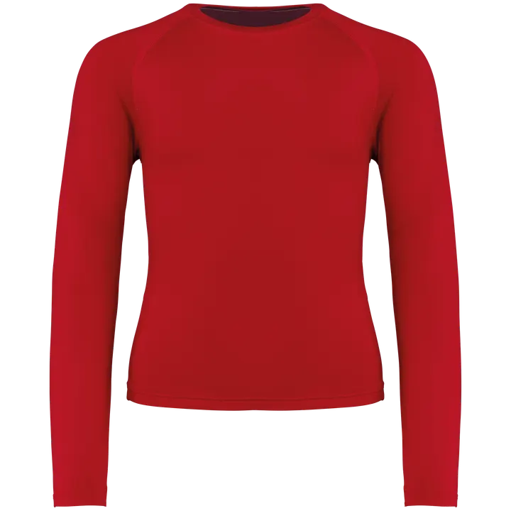 Kinder Langarm Doppelhaut T-Shirt. Schnelltrocknend Sporty Red