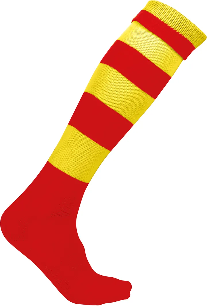 Chaussettes de sport cerclées unisexe Sporty Red / Sporty Yellow