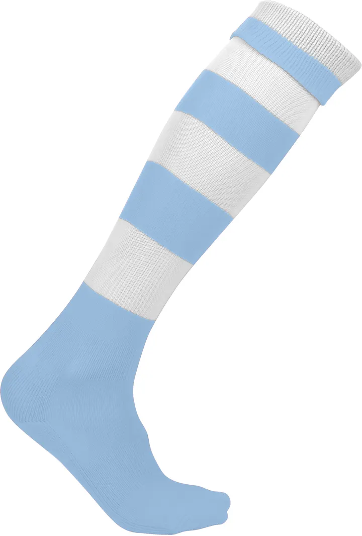 Chaussettes de sport cerclées unisexe Sporty Sky Blue / White