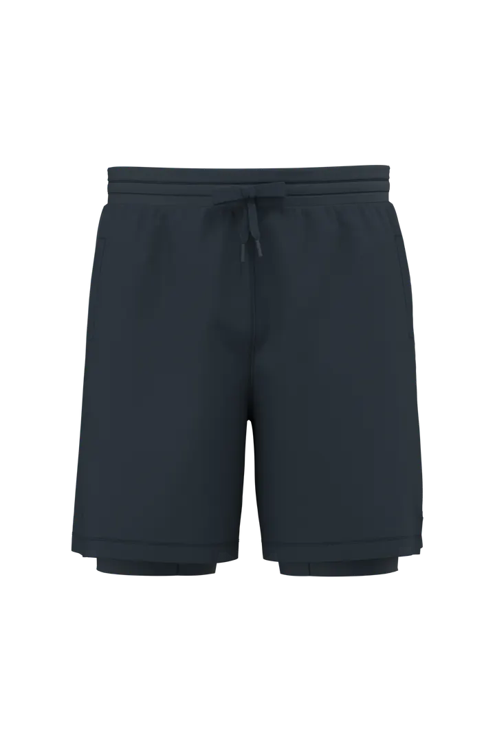 Umweltfreundliche 2-in-1-Shorts mit integrierter Untershort für Herren Navy