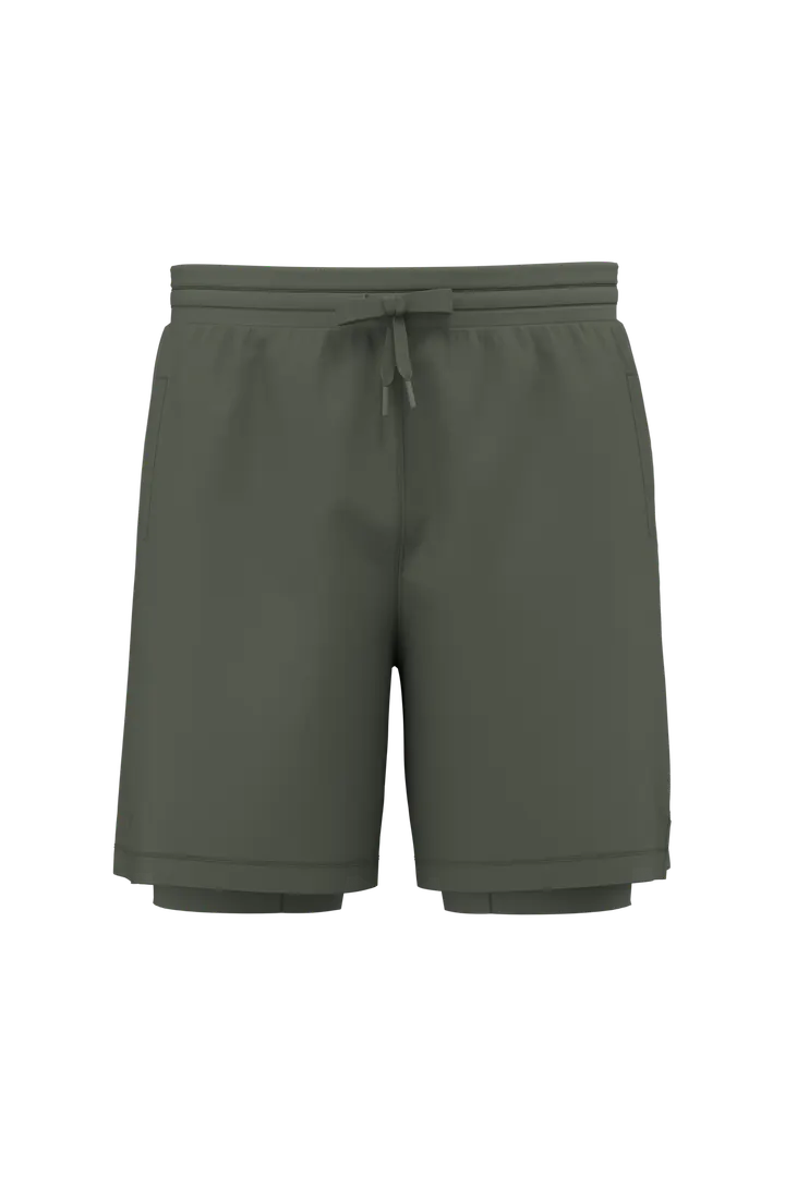 Umweltfreundliche 2-in-1-Shorts mit integrierter Untershort für Herren Sporty Khaki