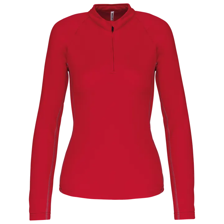 Sporttop mit langen Ärmeln ¼ Zip für Damen Sporty Red